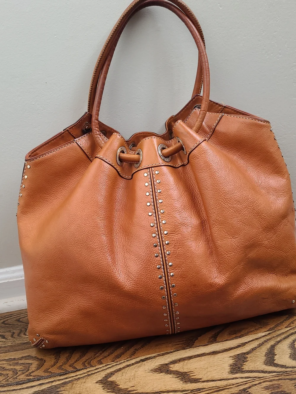 Michael Kors Astor Leather Bag with Studs Brown